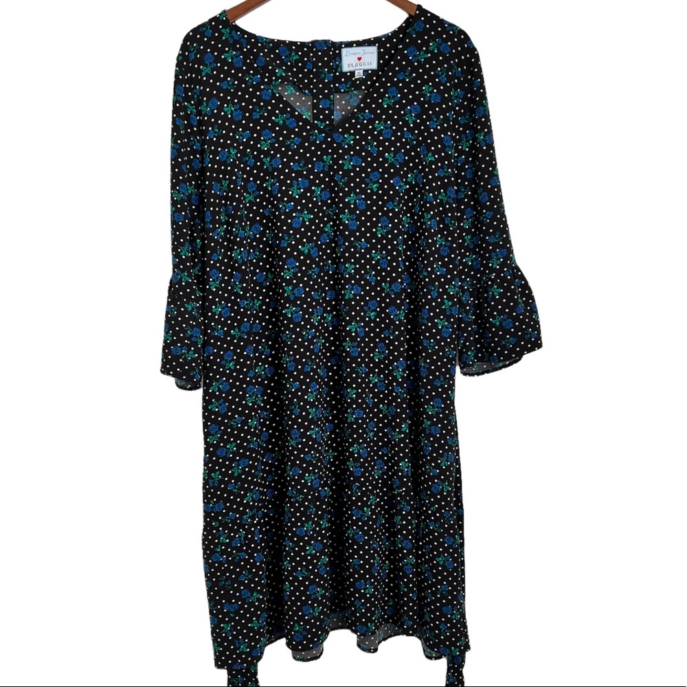 Draper James Black Floral Dot Shift Dress